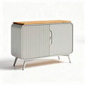Mobiletto in metallo bianco con top in legno di bambù 120 x 45 x 80cm