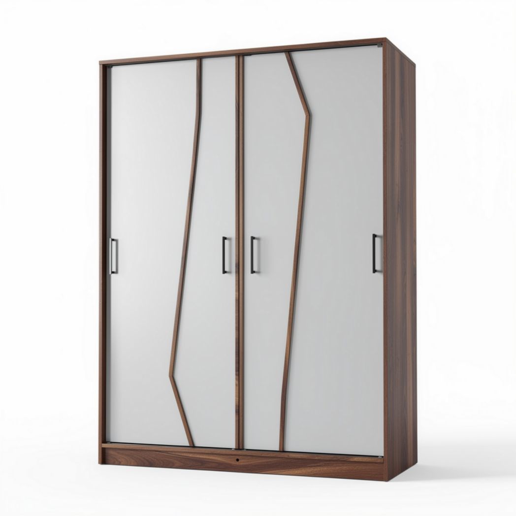 Armadio moderno in legno con ante scorrevoli noce e bianco dimensioni 160 x 60 x 200cm