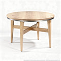 Tavolo rotondo in legno chiaro con finitura in metallo 90 x 90 x 75cm