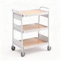 Carrello con tre ripiani in legno e metallo bianco mobile a rotelle 70 x 40 x 80cm