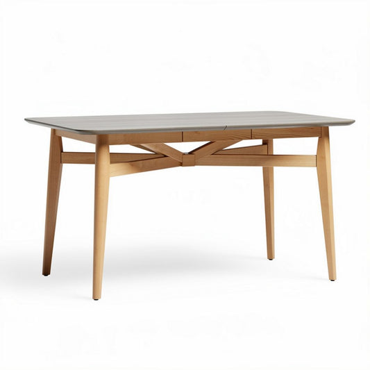 Tavolo da pranzo in legno con piano grigio e dimensioni 150 x 90 x 75cm
