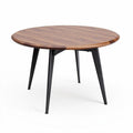 Tavolo rotondo in legno di noce con gambe in metallo nero 80 x 80 x 75cm