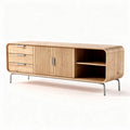 Mobiletto in legno di rovere con ripiano aperto e cassetti 150 x 40 x 50cm