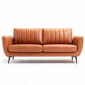 Divano in pelle marrone con struttura in metallo dimensioni 200 x 90 x 85cm
