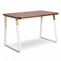 Tavolo da ufficio in legno e metallo 120 x 60 x 75cm finitura noce