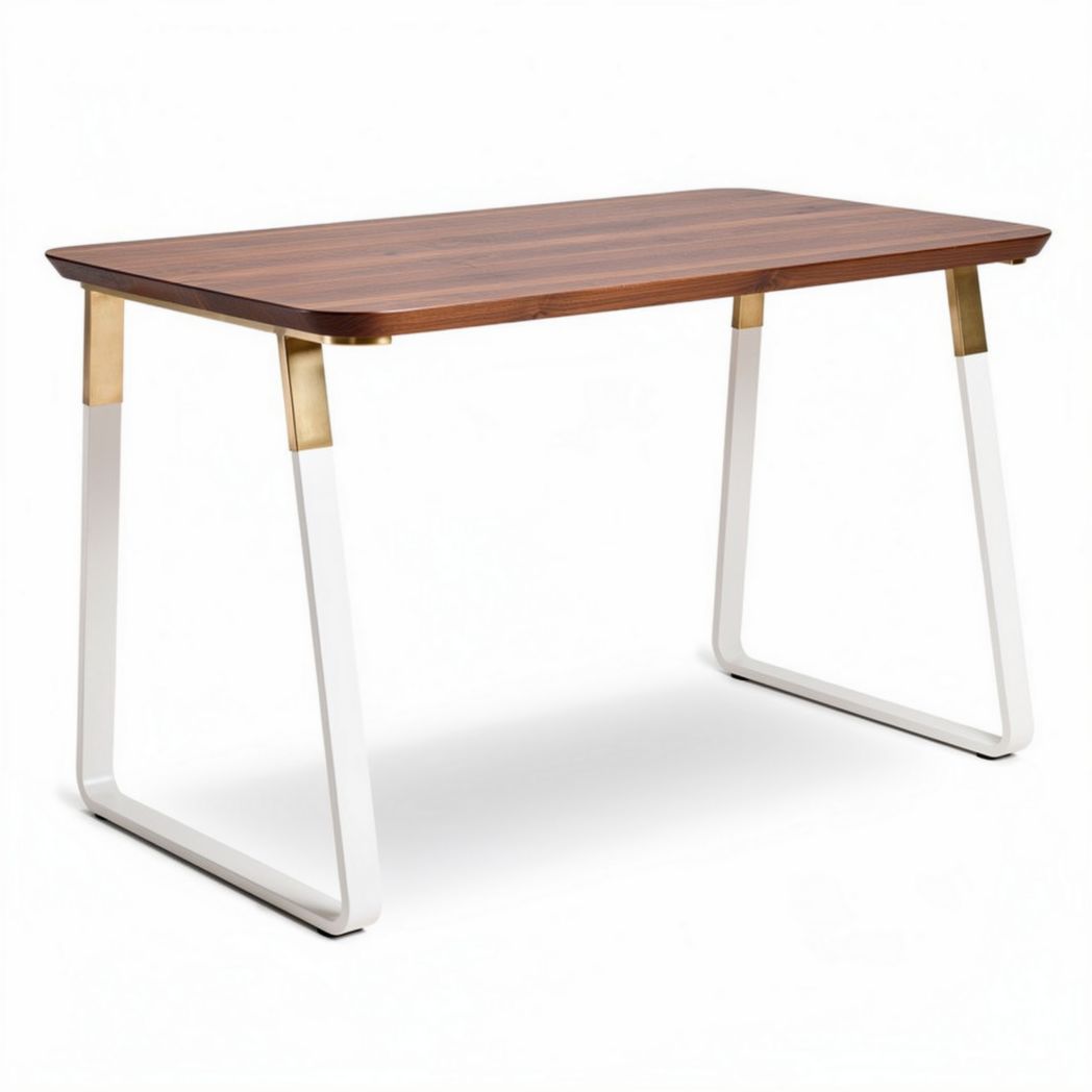 Tavolo da ufficio in legno e metallo 120 x 60 x 75cm finitura noce