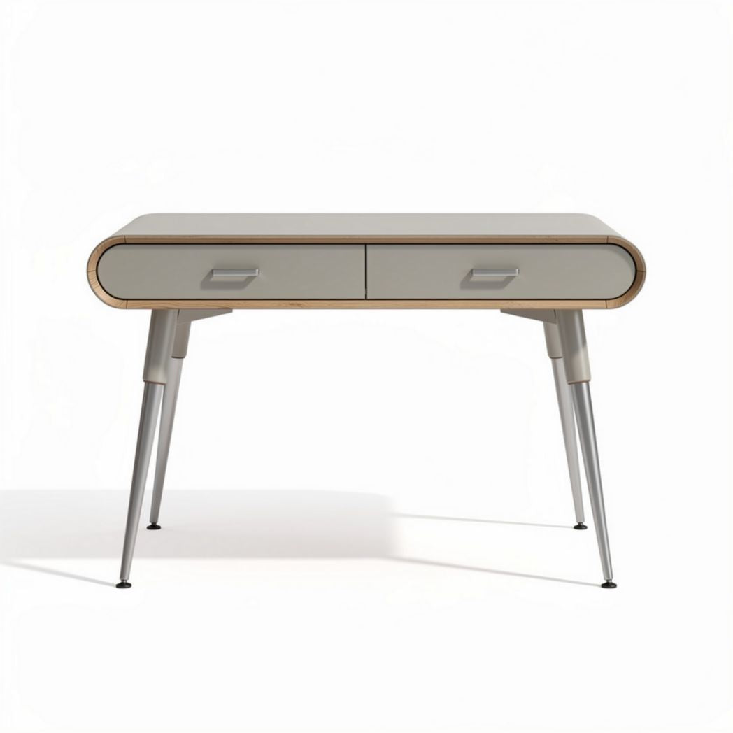 Scrivania moderna in legno con due cassetti colore grigio 120 x 60 x 75cm